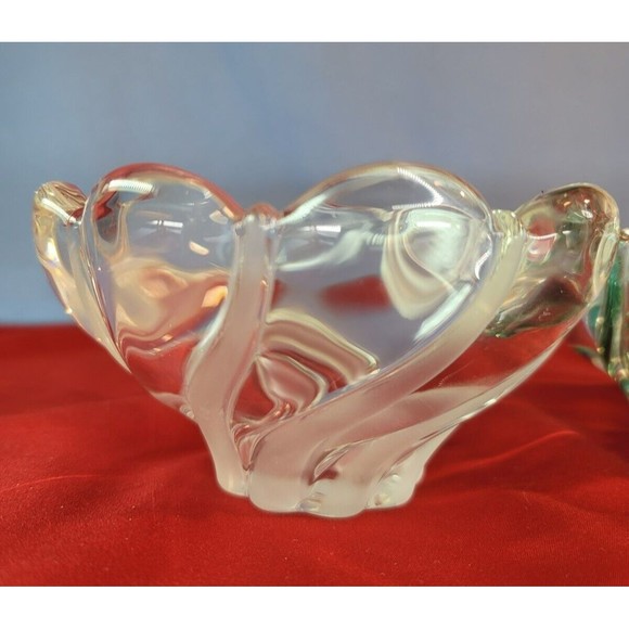 Dessert Candy Dish Nut Bowls MIKASA Crystal Green&Frosted Swirl Stripe Scalloped - Picture 7 of 12